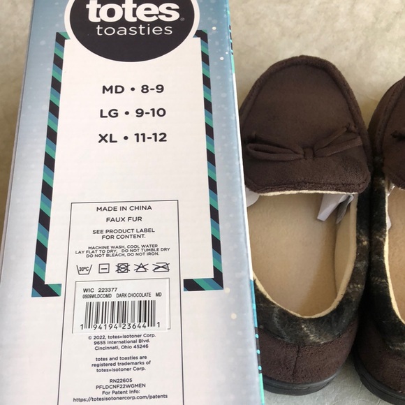 Totes Toasties Totes Men’s Brown Cream Memory Foam Slippers Size M (8-9) - Picture 8 of 11